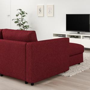 IKEA - sofá 5 plazas esquina,  chaiselongueLejde rojomarrón…