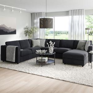 IKEA - sofá esquina 5 chaiselongue, Saxemara negro-azul - H…