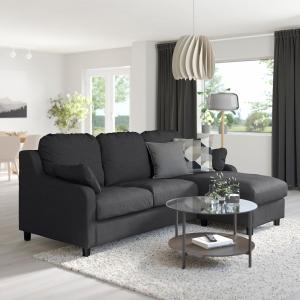 IKEA - sofá 3 plazas con chaiselongue, Hillared antracita H…