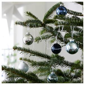 IKEA - bola árbol Navidad, vidrio azulgris plata, 6 cm vidr…