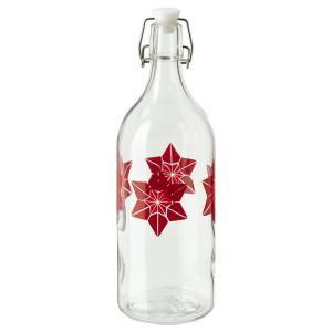 IKEA - botella con tapón, vidriomotivo floral rojo, 1 l vid…