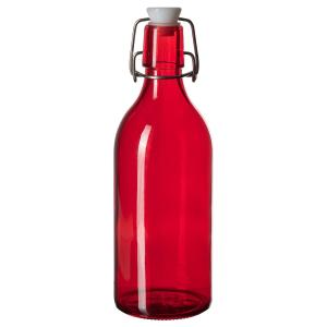 IKEA - botella con tapón, vidrio rojo, 0.5 l vidrio rojo