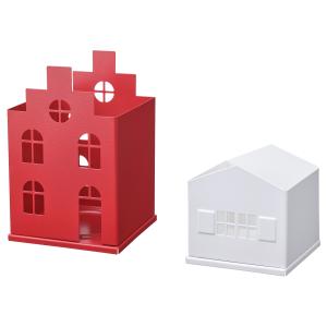 IKEA - Portavelas bloque juego 2 casa rojo/blanco