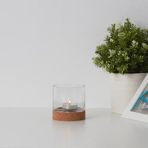 IKEA - portavela, vidriocorcho, 8 cm vidrio/corcho