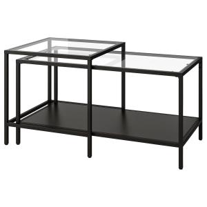 IKEA - mesa nido, j2, negro-marrónvidrio, 90x50 cm negro-ma…