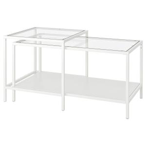 IKEA - mesa nido, juego de 2, blancovidrio, 90x50 cm blanco…