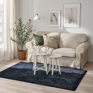 IKEA - alfombra, pelo corto, azul oscuro, 133x195 cm azul o…
