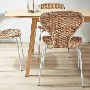 IKEA - ÄLVSTA mesa y 4 sillas bambú claro/ratán blanco