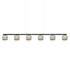 HELL Lámpara colgante Loft LED con cristal ahumado, 6 luces