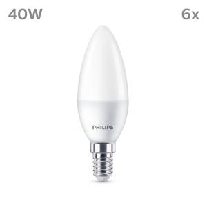 Philips vela LED E14 4,9W 470m 2.700K mate 6 ud