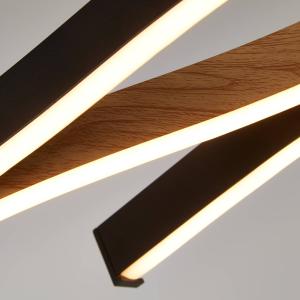 Searchlight Lámpara colgante LED Swirl negro/madera