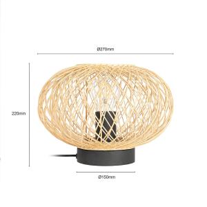 Lindby Solvira lámpara mesa, mimbre bambú, redondo