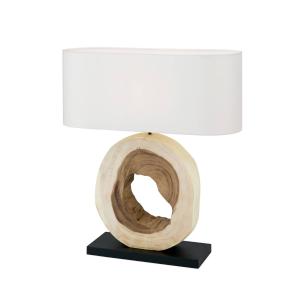 ORION Lámpara de mesa Nathan, base de madera decorativa