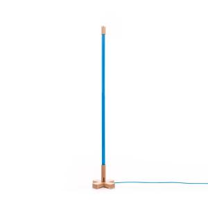SELETTI Lámpara de pie LED Linea con madera, azul