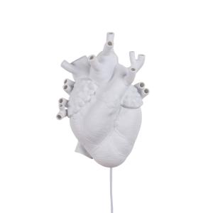 SELETTI Aplique LED Heart Lamp de porcelana, blanco
