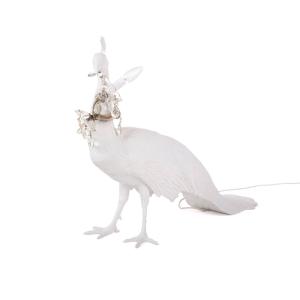 SELETTI Decorativa Peacock Lamp, blanco, vidrio cristal