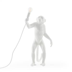 SELETTI Lámpara de mesa LED Monkey Lamp, blanca, vertical