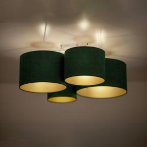 Euluna Lodge plafón, 4 luces, verde/oro