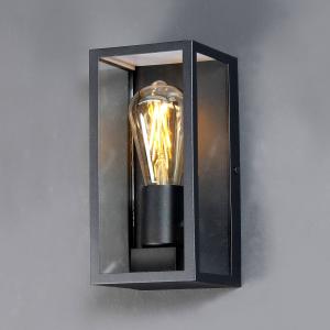 Eco-Light Aplique de exterior Karo, aluminio y vidrio, negro