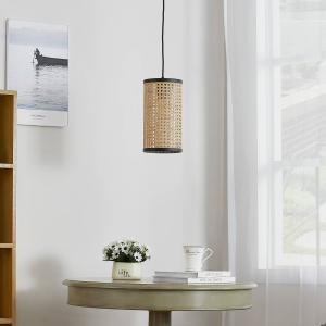 Lindby Yaelle lámpara colgante metal ratán Ø 15 cm