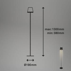 Briloner Lámpara de pie recargable Akku LED, 2.700 K, negra