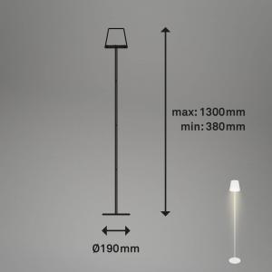 Briloner Lámpara de pie recargable Akku LED, 2.700K, blanca