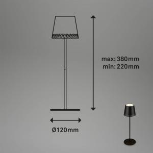 Briloner Lámpara de mesa LED Kiki con batería 3.000K, negro…