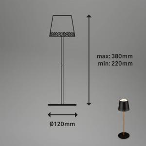 Briloner Lámpara de mesa LED Kiki batería 3.000K negro/oro