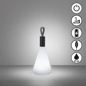FH Lighting Lámpara de mesa de batería LED Prian, negro mat…