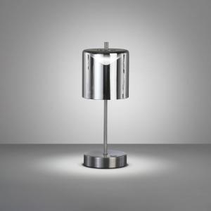 FH Lighting Lámpara de mesa LED recargable Riva, níquel/hum…