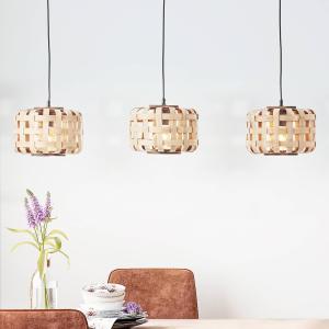Brilliant Lámpara colgante Woodline pantallas bambú 3 luces…
