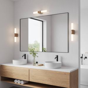 Nordlux Aplique LED baño Helva Double Basic detalle madera