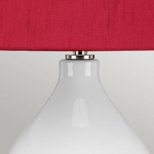 Elstead Lámpara de mesa textil Isla níquel pulido/rojo