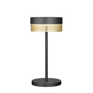 HELL Lámpara mesa LED Mesh batería, alto 30cm negro/oro