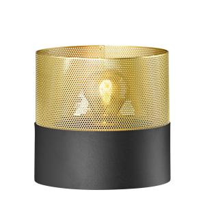 HELL Lámpara de mesa Mesh E27, altura 18 cm, negro/oro