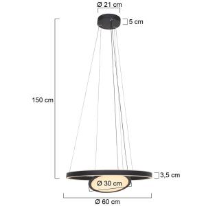 Steinhauer Lámpara colgante LED Ringlux 3 luces negro Ø 60…