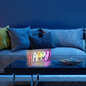 JUST LIGHT. Lámpara de mesa LED Neon Happy, USB