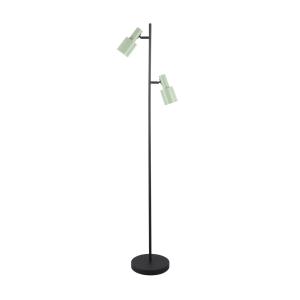 Lámpara de pie Lindby Ovelia, verde/negro
