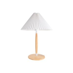 Lucande Ellorin lámpara de mesa, madera, pantalla textil