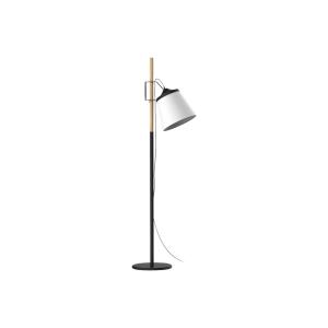 Aluminor Woody lámpara de pie, negro/blanco/madera