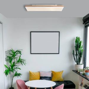 Globo Lámpara de techo LED Doro, longitud 80 cm, madera osc…