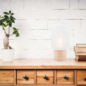 Envostar Asolita lámpara de mesa base de madera pantalla bl…