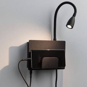 Paulmann Halina USB aplique LED, brazo flex negro