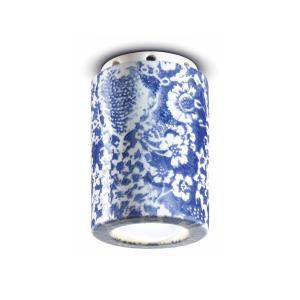 Ferroluce PI lámpara de techo, motivo floral, Ø 8,5 cm azul…