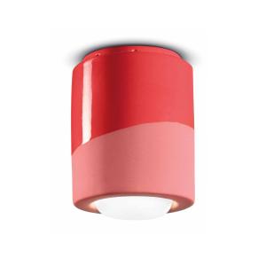 Ferroluce PI lámpara de techo, cilíndrica, Ø 12,5 cm, rojo…