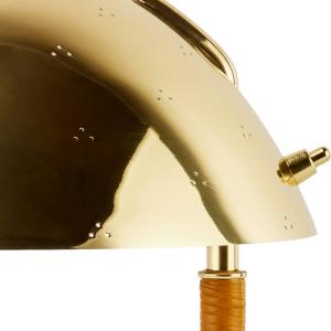 Gubi lámpara de mesa 9209, latón, ratán, altura 36,5 cm