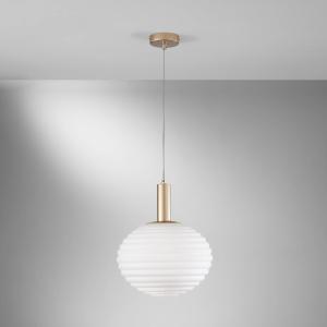Eco-Light Lámpara colgante Ripple, dorado/opal, Ø 32 cm