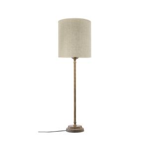 PR Home lámpara de mesa Kent beige/latón pantalla Celyn cil…