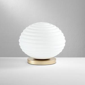Eco-Light Lámpara de mesa Ripple, dorado/opal, Ø 32 cm