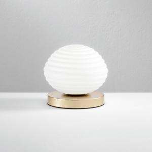 Eco-Light Lámpara de mesa Ripple, dorado/opal, Ø 18 cm